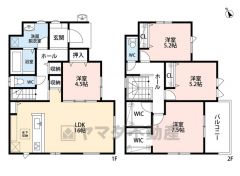 LDK広々16帖。 リビング収納・ファミリークローク・WIC・バルコニー有。 全室南東向きで陽当たり良好＾＾