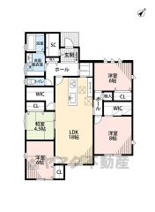 オール電化。平屋。 LDK広々18帖。 パントリー、WIC、SIC、和室、ファミリークローク有＾＾