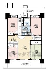 WIC・和室・全居室収納有＾＾9階の上層階。開放感あるワイドバルコニー＾＾