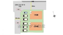 2号棟。カースペースは並列3台分を確保。 ご夫婦で一台ずつとご友人や急な来客があっても安心です＾＾