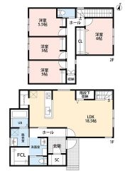 LDK広々18.5帖。オール電化＾＾FCL・SIC・パントリー有。