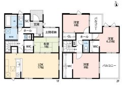 LDK広々17帖。ファミリークローク・パントリー・WIC・SICなど収納が豊富＾＾