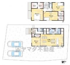 前面道路は公道南側約並6.2ｍ。列駐車2台＾＾
