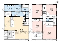 LDK広々約17帖。 ご家族のコミュニケーションが増えるリビング階段＾＾ 全室2面採光。WIC・パントリー・南向きインナーバルコニー＾＾