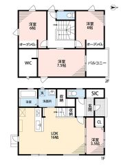 オール電化。 LDK広々約16帖。SIC・WIC・バルコニー有＾＾ ご家族のコミュニケーションが増えるリビング階段＾＾