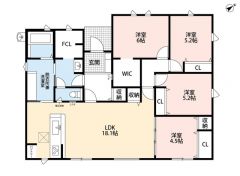 敷地面積65坪以上。LDK広々約18帖。 WIC・洗面室カウンター・ファミリークローク・パントリー有＾＾