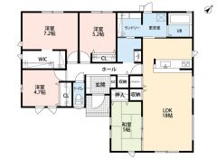 生活導線の良い平屋建て＾＾LDK広々18帖。SIC・パントリー・WIC・ランドリールーム・カウンター・和室有＾＾