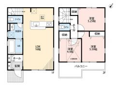 LDK広々16帖。 屋根裏収納・ワイドバルコニー全居室収納有＾＾