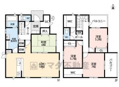 敷地面積約78坪以上＾＾ LDK広々18＾帖＾ 和室・パントリー・WIC・SIC・2面バルコニー・ファミリークローク有＾＾