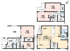 3LDK、納戸付き＾＾広々LDK20帖以上＾＾各居室収納スペース付き＾＾