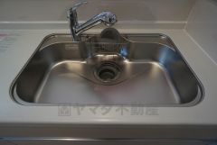 広々とした凸型シンクに洗剤ポケットを標準装備。大きなお鍋など洗いやすいです。洗剤や石鹸、スポンジもすっきりできる収納付き。