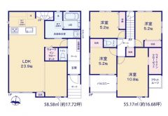 LDK広々23.9帖。WIC2カ所・リビング収納・南面バルコニー有＾＾ご家族のコミュニケーションが増えるリビング階段＾＾
