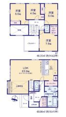 LDK広々約24帖。土間収納・スタディカウンター・WIC・吹抜・バルコニー有。2階洋室4部屋＾＾
