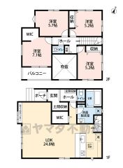 LDK24.8帖以上。 WIC2ヵ所・土間収納・2F洋室4部屋・南東バルコニー・カフェカウンター有。 ご家族のコミュニケーションが増えるリビング階段です＾＾ 陽当たり・風通し良好な吹き抜け。