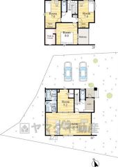 5号地。駐車スペースはゆとりある2台分を確保。マイカー用に、お客さま用に、余裕を持ってご利用いただけます。