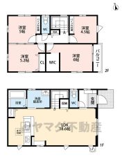リビングイン階段でご家族が自然に顔を合わせられる間取り。2階は洋室が4部屋あるので、お子様が大きくなっても安心ですね＾＾