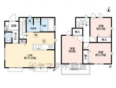 敷地面積37.58坪＾＾陽当たり良好な南向き＾＾ 南面バルコニー・屋根裏収納・各居室収納有＾＾ リビング階段・3面採光＾＾