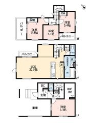 LDK広々22帖。SIC・3面バルコニー・WIC有。 家族のコミュニケーションが増えるリビング階段＾＾