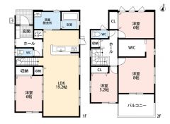 LDK約19帖＾＾リビングエアコン・WIC・パントリー・南面バルコニー有。リビング階段＾＾