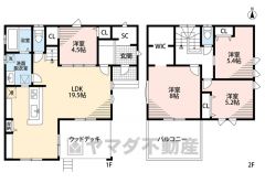 オール電化＾＾ LDK広々19．5帖。 南面バルコニー、WIC、SIC、ウッドデッキ有。 ご家族のコミュニケーションが増えるリビング階段です＾＾