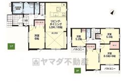 ウォークインクローゼット・2か所にバルコニーあり＾＾リビングと隣接する洋室を一体利用すると広々約22帖の大空間です＾＾