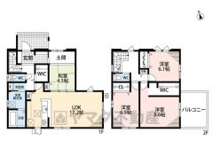 LDK広々約17帖。 リビング3面採光。土間・和室・WIC2ヵ所・バルコニー・リビング収納・廊下収納有＾＾