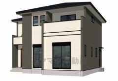 （2号棟）完成予想図 カーキ・ホワイトを基調としたシンプルで飽きの来ない外観です。 流行に左右されないベーシックなカラーリングは、永住にふさわしい佇まいです。