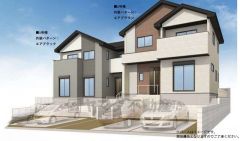 完成予想図。流行に左右されないベーシックなカラーリングは、永住にふさわしい佇まいです。 設備仕様も充実した新築戸建です。 快適でゆとりのある生活空間で新生活を始めましょう^^