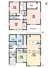 家具の配置がしやすい縦型リビング。2階は洋室が3部屋あるので、お子様が大きくなっても安心ですね＾＾