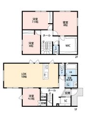LDK広々18帖＾＾WIC有。全居室フローリングでお掃除ラクラク。南向きで陽当たり良好＾＾