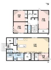 LDK広々18帖。SIC・パントリー・WIC＾＾リビング階段。全居室収納・フローリング。