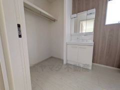 レバーシャワーで引き出して使用できます。収納も一体型になっているので、ドライヤーやヘアアイロンの置き場に困りませんね。