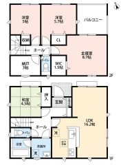 LDK広々約16.2帖。お子様が安らぐ畳の部屋をご用意。全居室2面採光。リビング3面採光＾＾