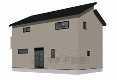 （1号棟）完成予想図。シンプルでいつまでも飽きのこないデザインが周囲の環境に調和し、どんなご家族にもフィットするデザインです。