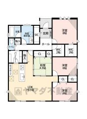オール電化。平屋住宅。LDK広々19.5帖。 パントリー、WIC、SIC、和室、ファミリークローク有＾＾