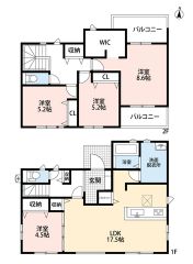 約17.5帖のLDKと約4.5帖の洋室が隣接しており、普段は広々と使用できます＾＾ 主寝室にはバルコニーが2カ所＾＾大容量のＷＩＣ付です＾＾