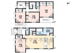 ファミリークローク・パントリー・リビング収納・廊下収納・2カ所にバルコニー。オールフローリングでお掃除ラクラク＾＾