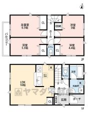 オールフローリングの4LDK＾＾約16帖のLDKには収納スペースをご用意しました＾＾