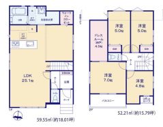 LDK広々25.1帖。WIC・納戸・南面バルコニーあり。リビング3面採光。全居室2面採光。リビング階段＾＾