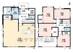 広めの玄関には大容量の土間収納確保＾＾主寝室にはWIC付きです＾＾南向きバルコニー＾＾