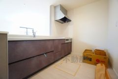 対面式カウンターキッチンでお子様の様子が見守れます。カウンタートップは耐熱性に優れており、日ごろのお掃除もふき取るだけでＯＫ。ステンレスシンクも簡単にお掃除できますよ。