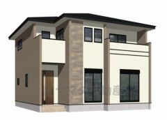 （2号棟）完成予想図。ブラウン・ベージュを基調としたハイセンスな外観です＾＾ 流行に左右されないベーシックなカラーリングは、永住にふさわしい佇まいです。