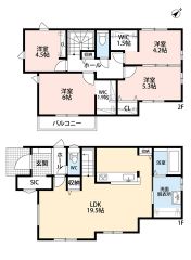 LDKは約19.5帖と広々＾＾オールフローリングの4LDK＾＾2階には2ドア仕様の洋室があり、扉で仕切ることができます＾＾