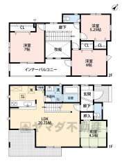 リビング上部は吹き抜けとなっており開放感を演出＾＾リビングと隣接する和室を一体利用すると広々25帖以上の大空間です＾＾