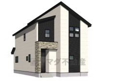 （1号棟）完成予想図。ホワイトを基調としたシンプルで飽きの来ない外観です。建物ごとに間取りや色味が異なりますので、ぜひ一度現地で見比べてください