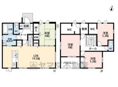 敷地面積51.05坪。LDK広々19.5帖。 SIC・WIC2カ所・バルコニー・パントリー有。 ご家族とコミュニケーションの場が増えるリビング階段です＾＾