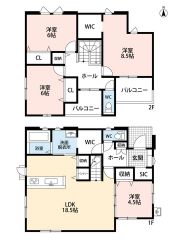 広々とした約18.5帖のLDK＾＾玄関周辺にはシューズインクロークや玄関収納、ファミリークロークがあり便利な家事動線＾＾南向きのバルコニー2カ所＾＾