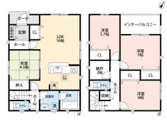 LDK広々16帖。ストレージルーム・インナーバルコニー有＾＾全居室収納有。心安らぐ畳の部屋もご用意＾＾