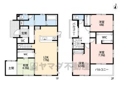 LDK広々17帖。和室・2面バルコニー・WOC・SIC・土間有り。 ご家族のコミュニケーションが増えるリビング階段。