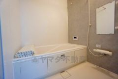 1日の疲れを癒すくつろぎのバスルーム。足を伸ばしてもゆったりと入れるサイズです。お子様と一緒にお風呂に入っても狭くないですね^^